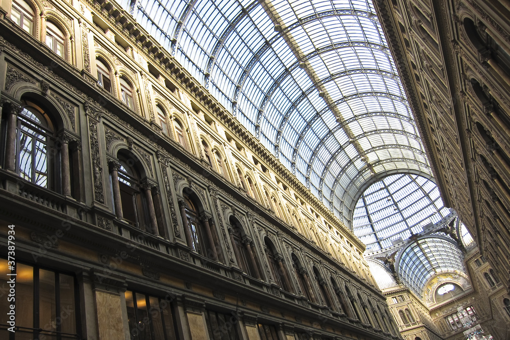 Gallery Umberto in Naples, Italy. Detail of the glass roof