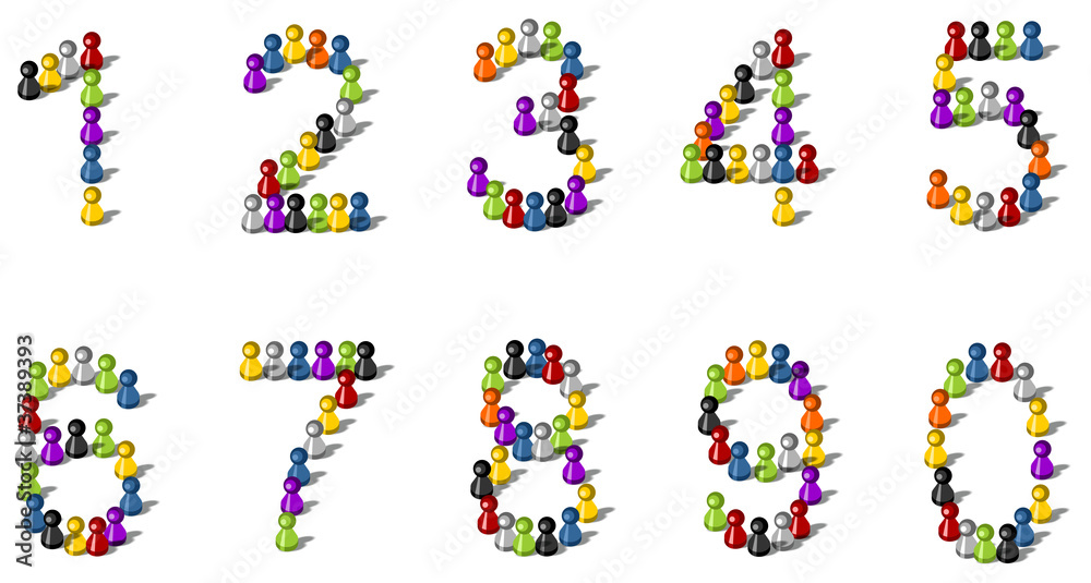 Zahlen aus Spielfiguren vektor set Zahlen aus Spielfiguren vektor set