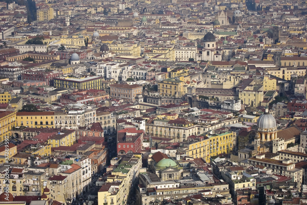 aeriel scenic view of naples city in italy