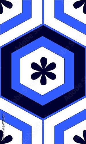 Mosaico hexagonal azul