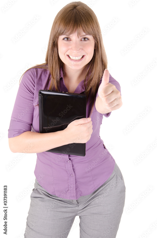 Young woman thumb up