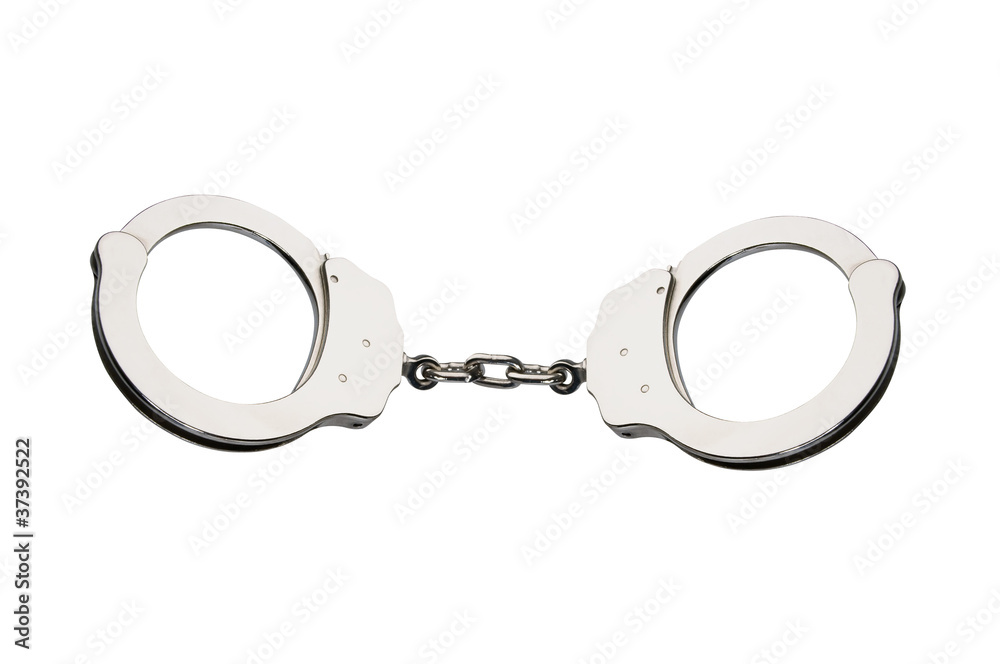 Metal handcuffs isolated on white background Metal handcuffs isolated on white background