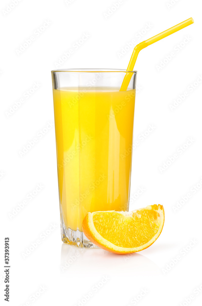 Orange juice in a glass isolated on a white Orange juice in a glass isolated on a white