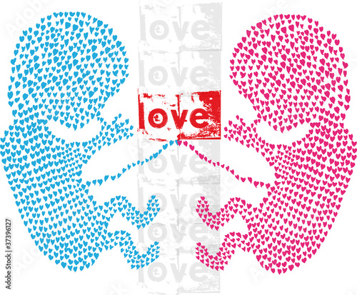 Twins made with love. vector illustration