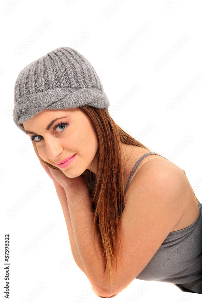 young girl with cap posing young girl with cap posing