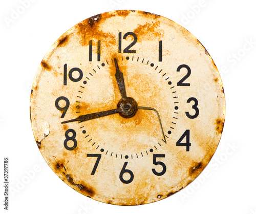 rusted and grunge metal clock dial
