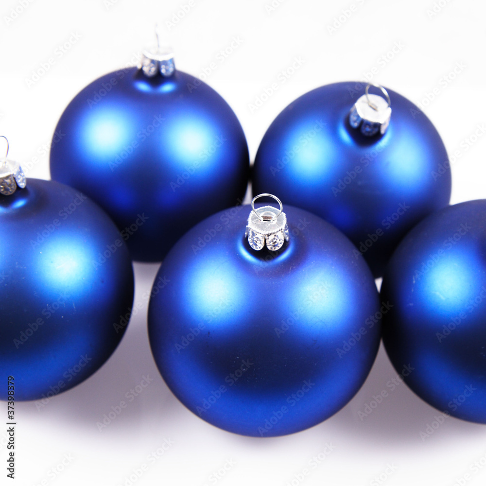 Blue matt christmas balls on white background Blue matt christmas balls on white background