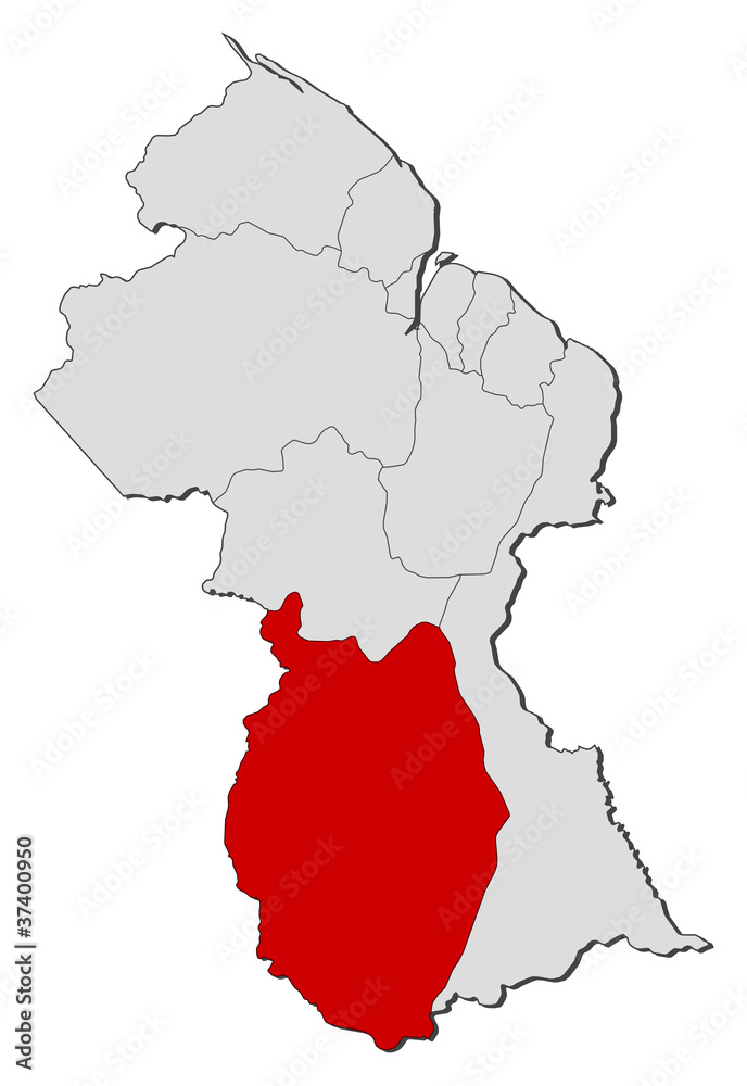 Map of Guyana, Upper Demerara-Berbice highlighted