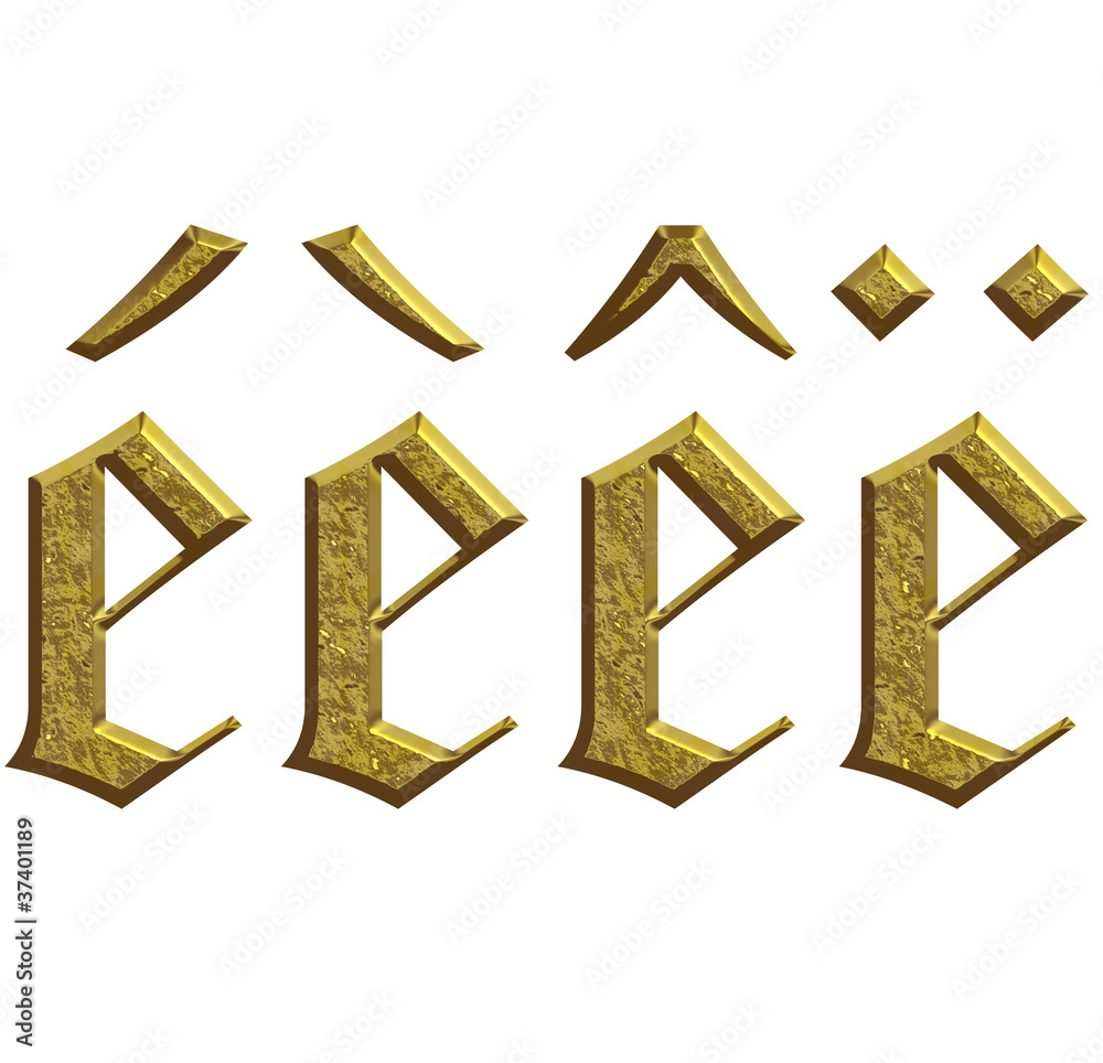 e accent Alphabet en or Lettrine Illustration Stock Adobe Stock