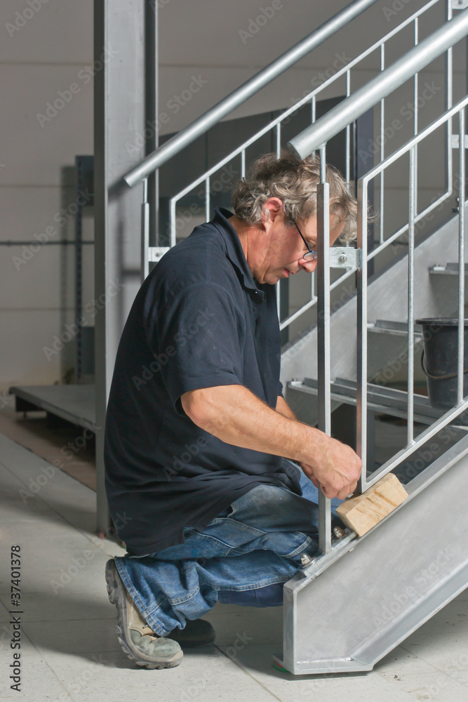 Engineer is building a staircase