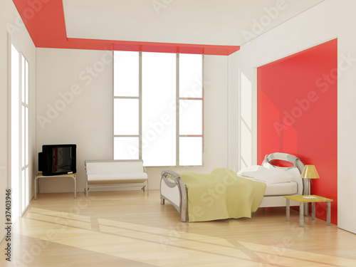 interior of modern bedroom. 3D illustration