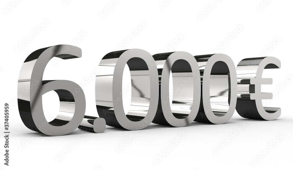 6000 Euro 3d Schrift chrom 6000 Euro 3d Schrift chrom