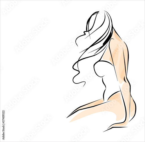 VECTOR Background with the beautiful young   woman in bikini