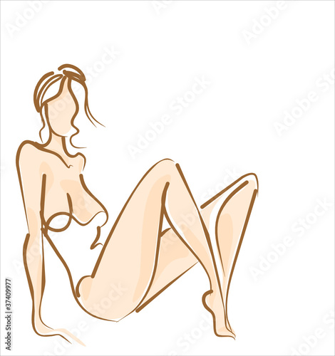 VECTOR Background with the beautiful young   woman in bikini