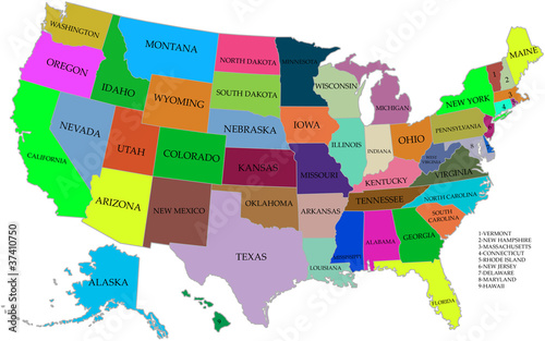 Map of USA with states