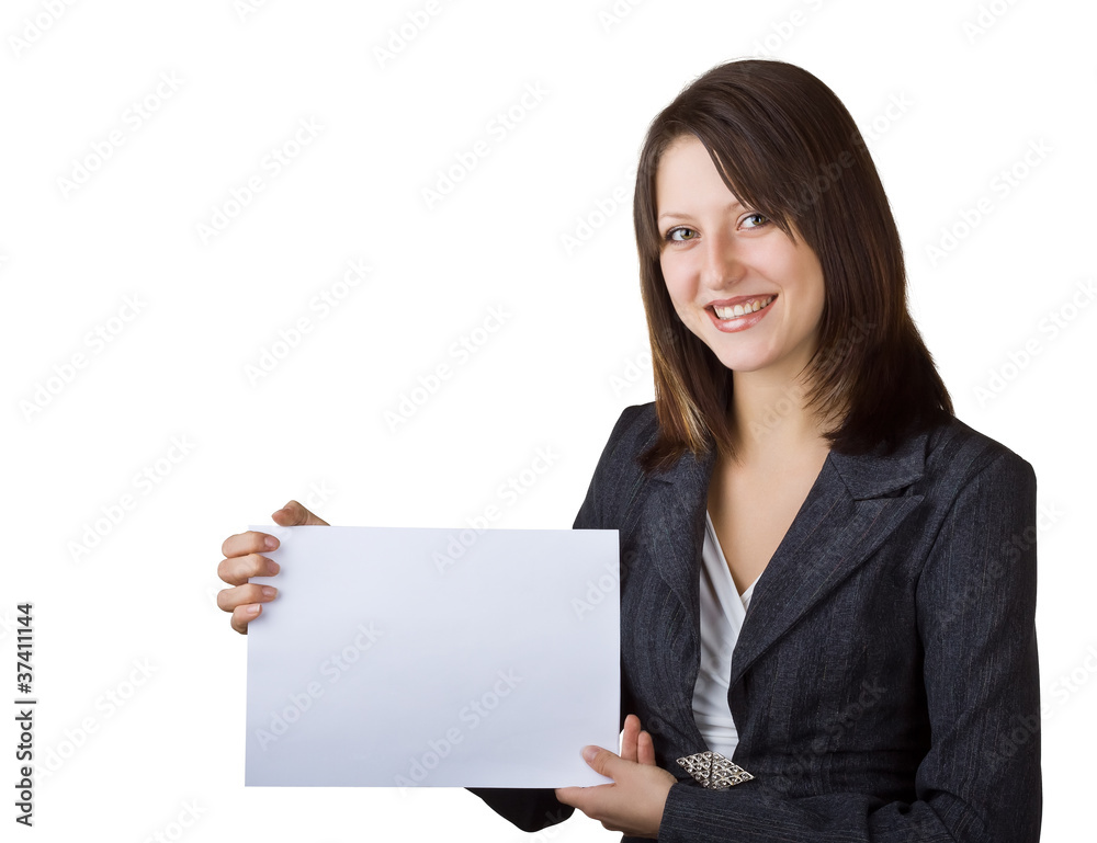 Business woman holding a blank sign Business woman holding a blank sign