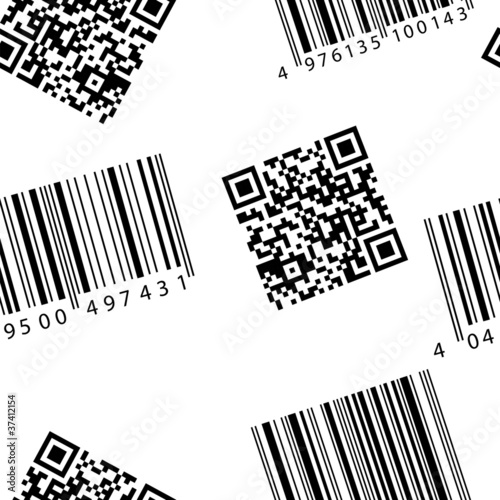 Barcode and qr-code. Seamless vector wallpaper.
