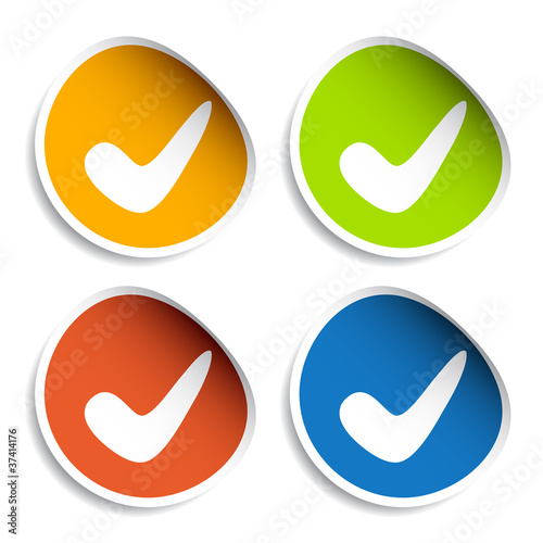 vector positive checkmark stickers