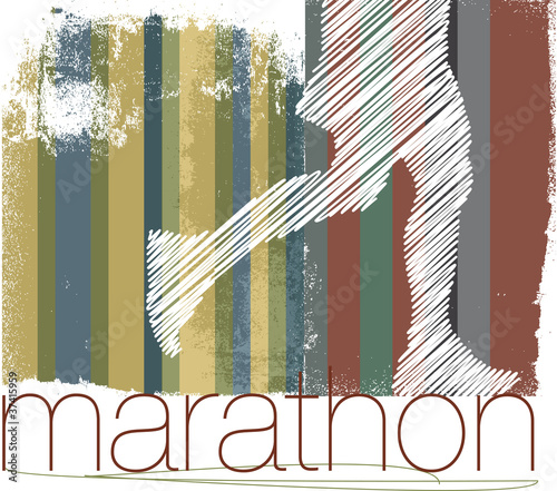 Marathon runner in abstract background. Vector illustration