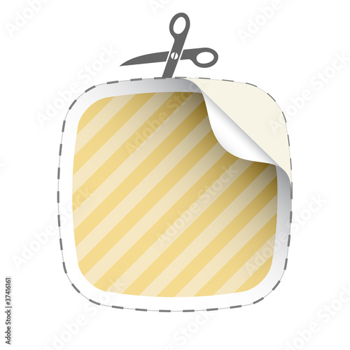 vector scissors cutting striped sticker