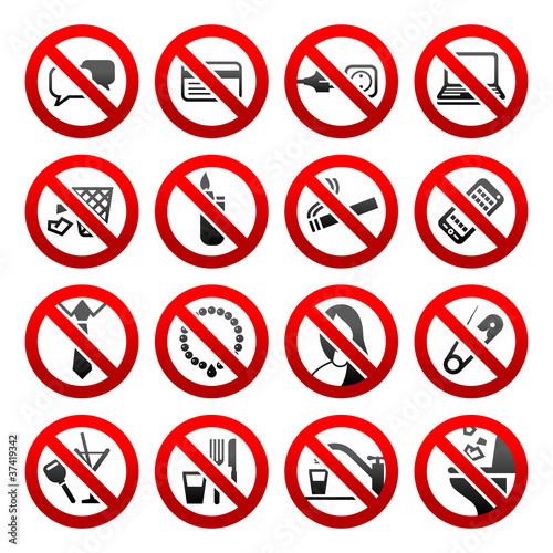 Set icons Prohibited symbols Office black signs