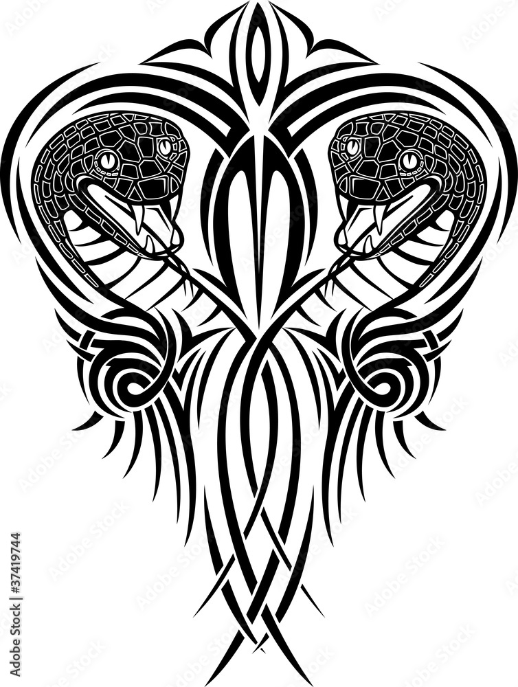 Vector illustration snake with patterns Vector illustration snake with patterns