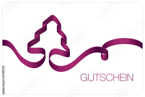 Gutschein Schleife Weihnachtsbaum & Kringel lila