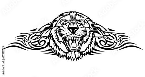 Vector illustration head tiger with patterns