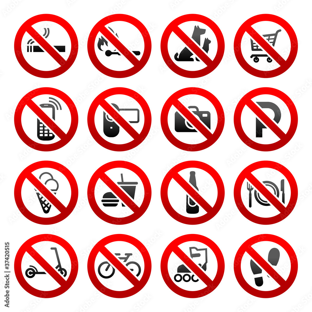 Set icons Prohibited symbols Shop signs Set icons Prohibited symbols Shop signs