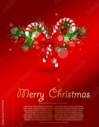 Christmas candy cane decorated with a bow