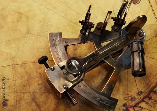 Sextant on an old map