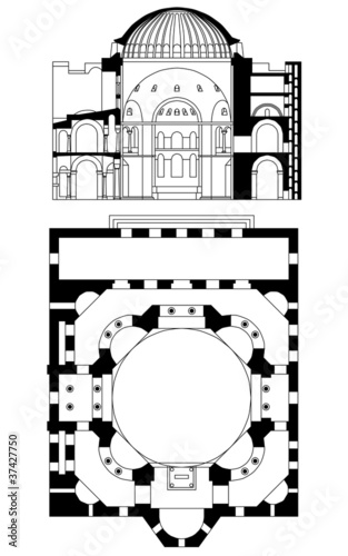 church floor plan and intersection, vector