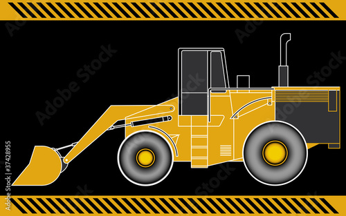 Loader excavator construction machinery equipment isolated