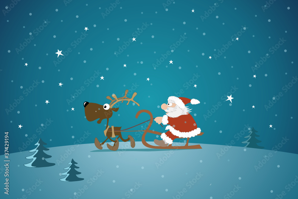 Der Weihnachtsmann mit dem Schlitten, Illustration