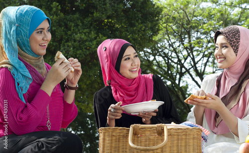 Beautiful Muslim girls on picnic