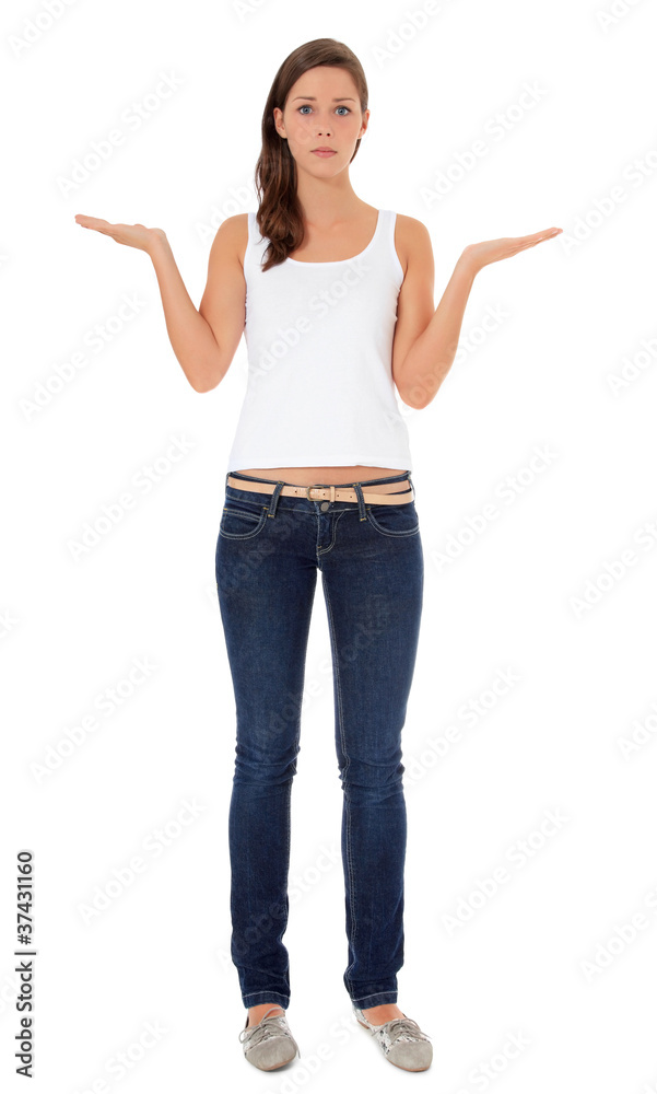 Ratlose junge Frau Ratlose junge Frau