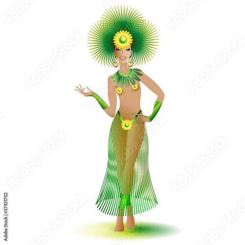Ragazza Carnevale Esotico-Exotic Carnival Girl-Brazil-Vector