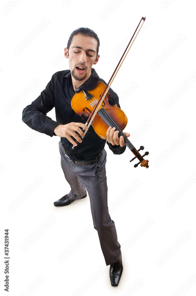 Violin player isolated on white Violin player isolated on white