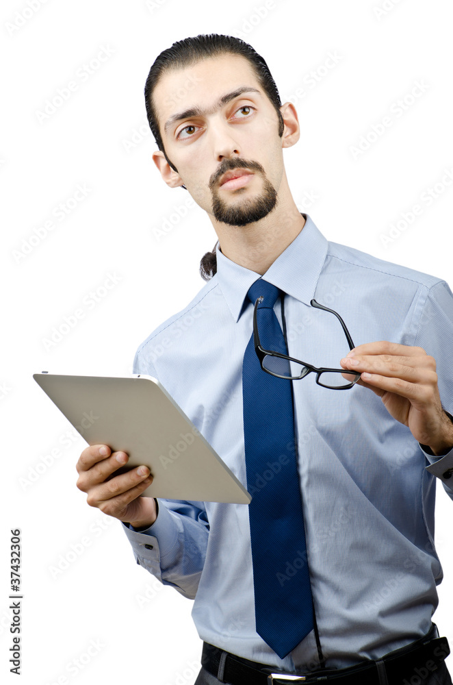 Businessman working on tablet computer