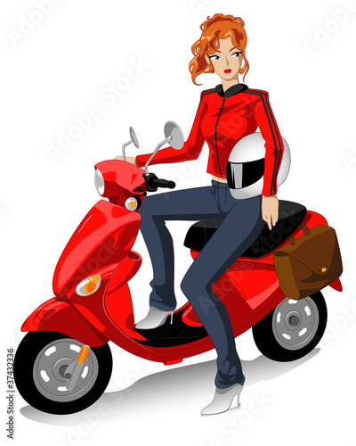 Red scooter girl