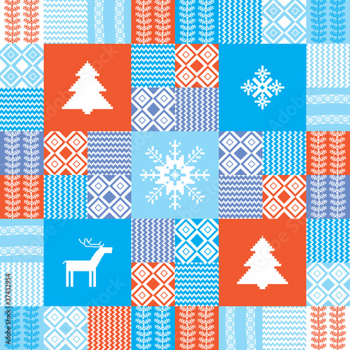 Christmas patchwork seamless background