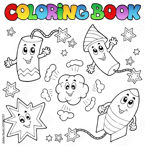 Coloring book fireworks theme 1