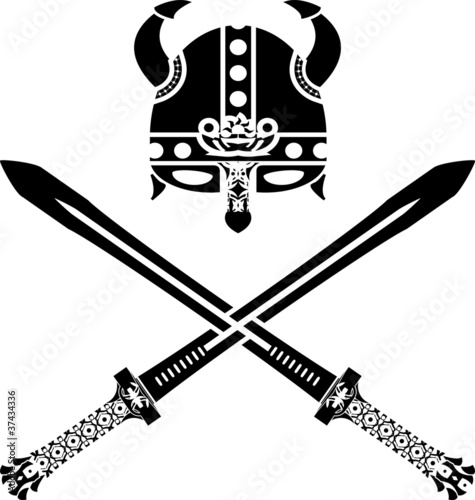 viking helmet and swords. second variant