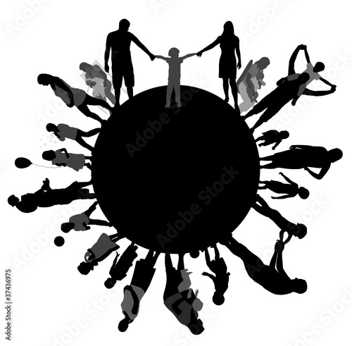 Frame with family silhouettes.
