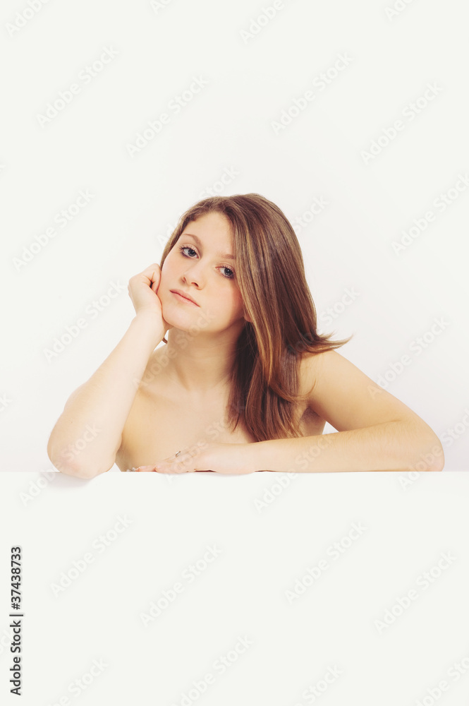 Studio shot of beautiful blonde caucasian girl. Studio shot of beautiful blonde caucasian girl.