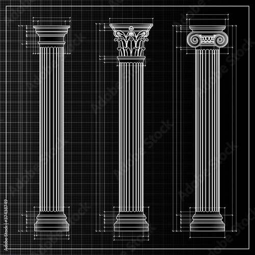classic columns background sketch, vector