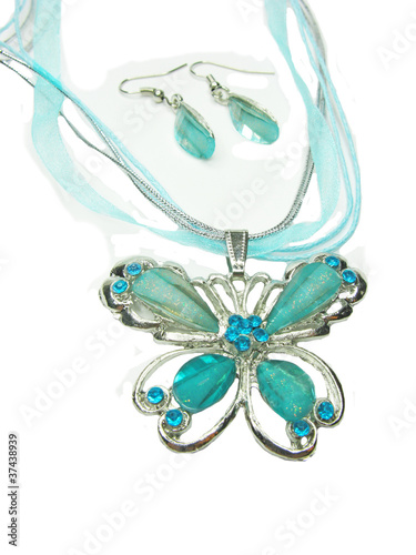 jewelry pendant butterfly and earrrings photo