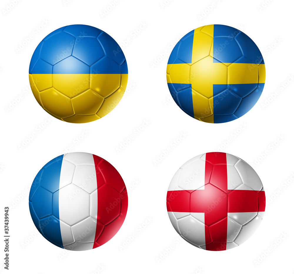 Fototapeta premium soccer flags on soccer balls