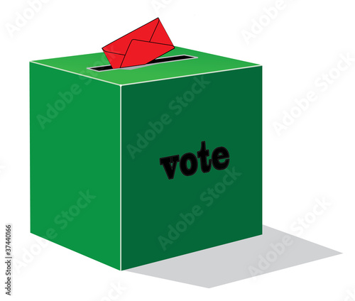 red envelope with green voting box