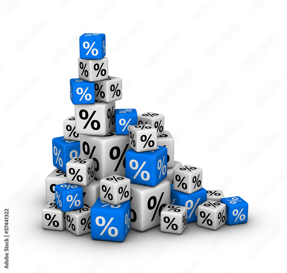 Stack of boxes with percent sign Stack of boxes with percent sign